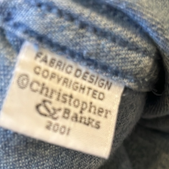 CJ Banks Denim Shirt -Button Up Embroidered/ buttons trim Sz M - Picture 9 of 9